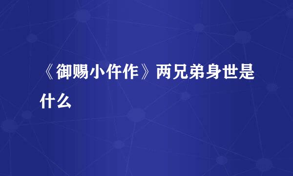 《御赐小仵作》两兄弟身世是什么