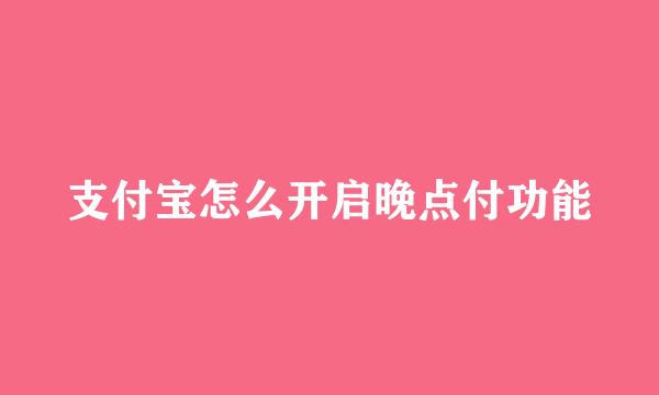 支付宝怎么开启晚点付功能
