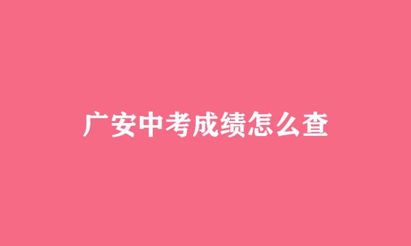 广安中考成绩怎么查