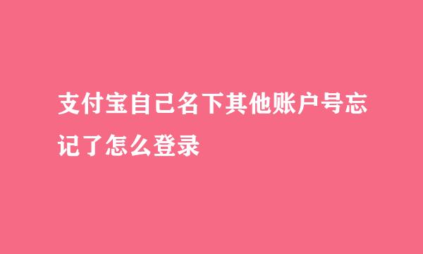 支付宝自己名下其他账户号忘记了怎么登录