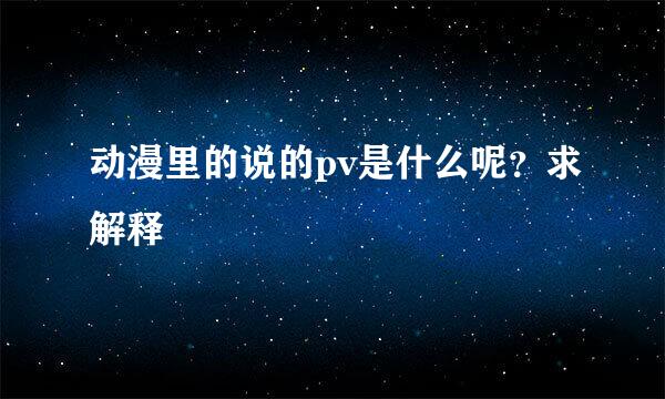 动漫里的说的pv是什么呢？求解释