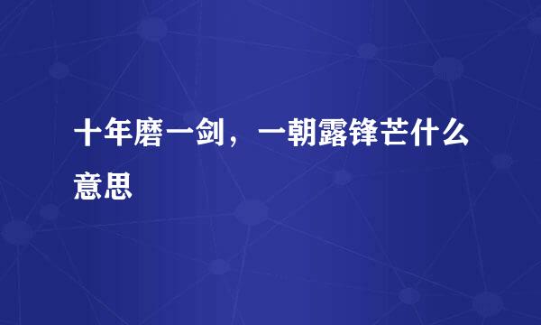 十年磨一剑，一朝露锋芒什么意思