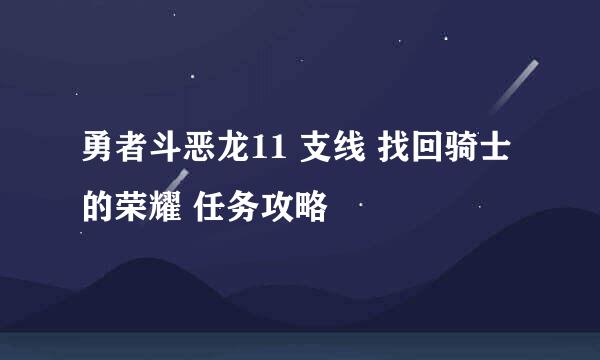 勇者斗恶龙11 支线 找回骑士的荣耀 任务攻略
