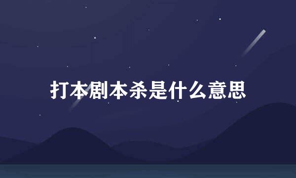 打本剧本杀是什么意思