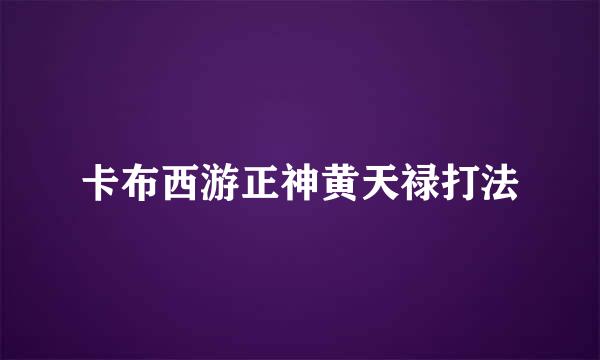 卡布西游正神黄天禄打法