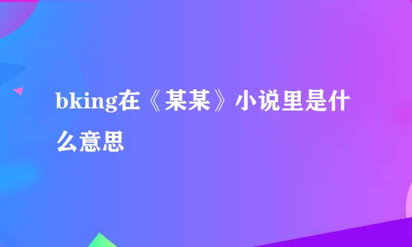 bking在《某某》小说里是什么意思