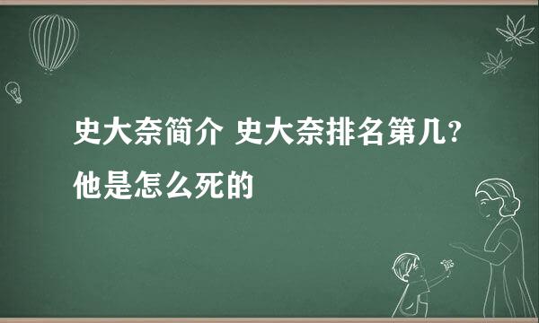 史大奈简介 史大奈排名第几?他是怎么死的