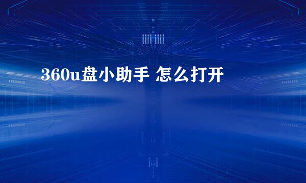 360u盘小助手 怎么打开