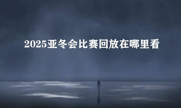 2025亚冬会比赛回放在哪里看