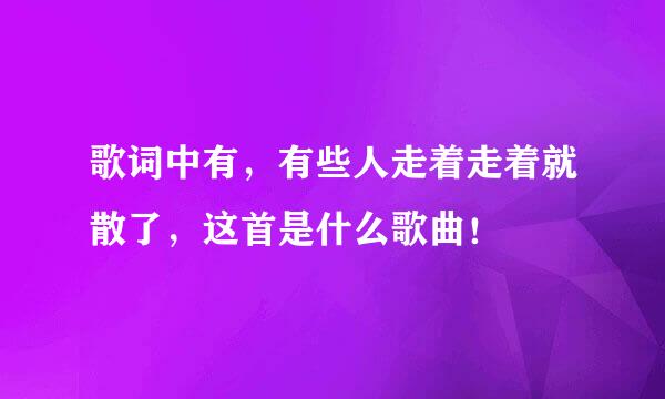 歌词中有，有些人走着走着就散了，这首是什么歌曲！