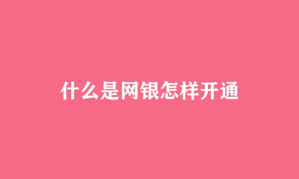 什么是网银怎样开通
