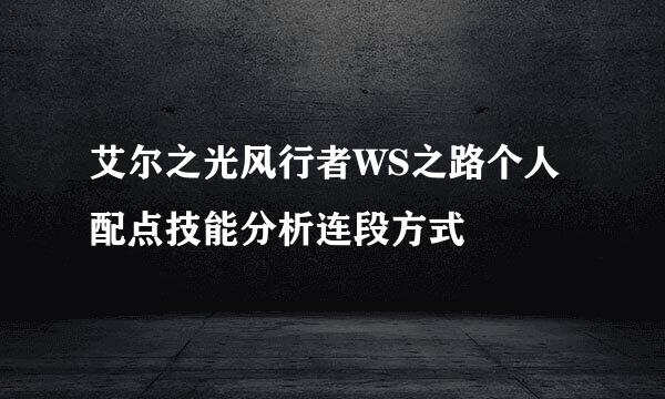 艾尔之光风行者WS之路个人配点技能分析连段方式