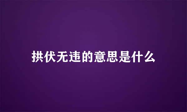 拱伏无违的意思是什么