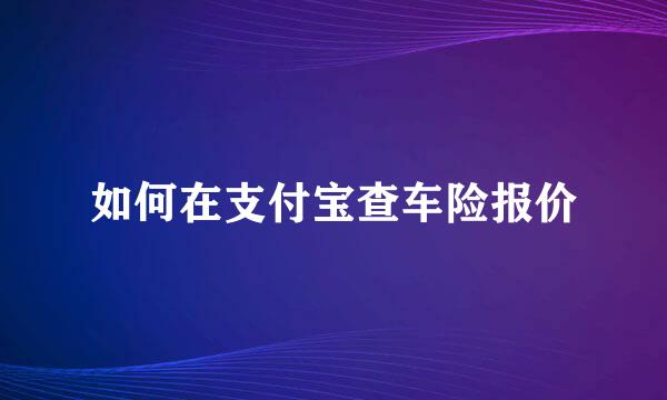 如何在支付宝查车险报价