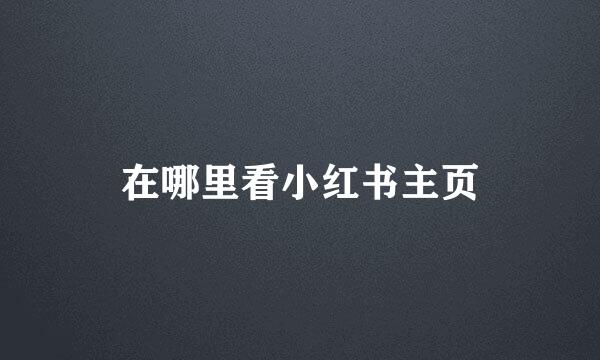 在哪里看小红书主页