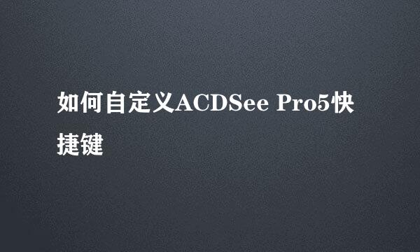 如何自定义ACDSee Pro5快捷键
