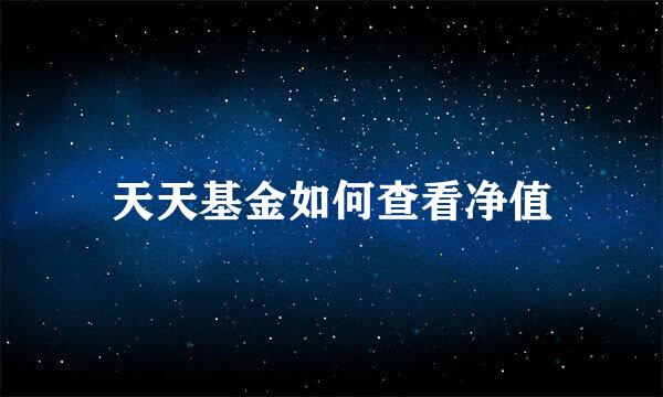 天天基金如何查看净值