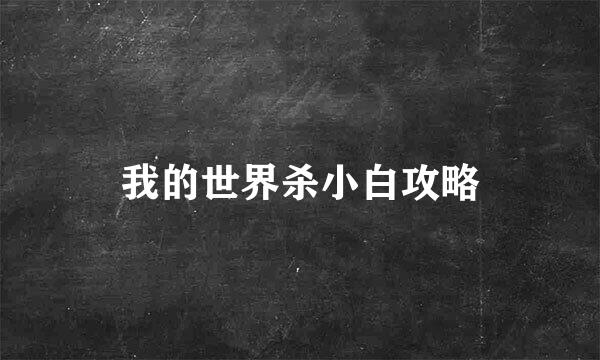 我的世界杀小白攻略