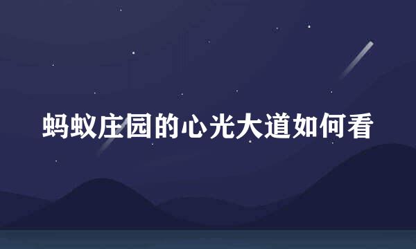 蚂蚁庄园的心光大道如何看