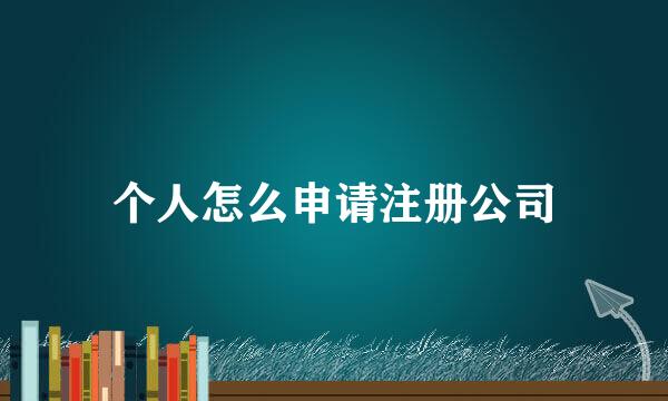 个人怎么申请注册公司