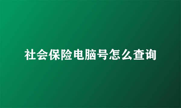社会保险电脑号怎么查询