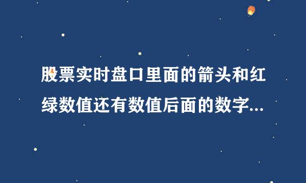 股票实时盘口里面的箭头和红绿数值还有数值后面的数字怎么解读