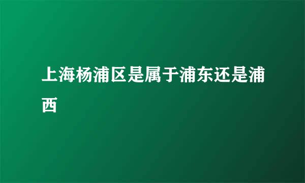 上海杨浦区是属于浦东还是浦西