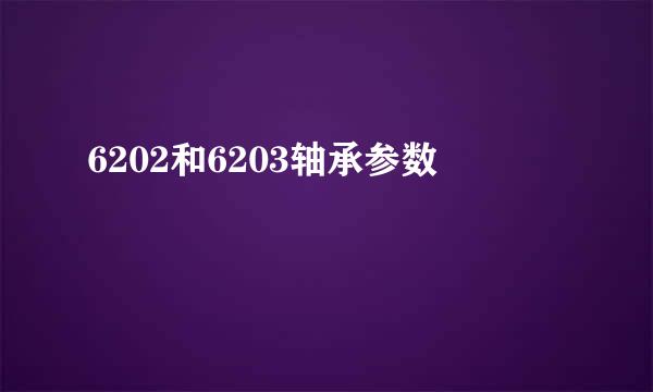 6202和6203轴承参数