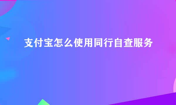 支付宝怎么使用同行自查服务