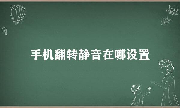 手机翻转静音在哪设置