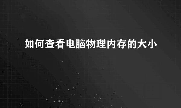 如何查看电脑物理内存的大小