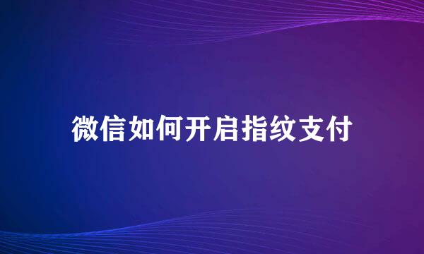 微信如何开启指纹支付