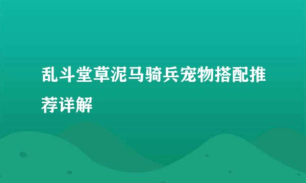 乱斗堂草泥马骑兵宠物搭配推荐详解