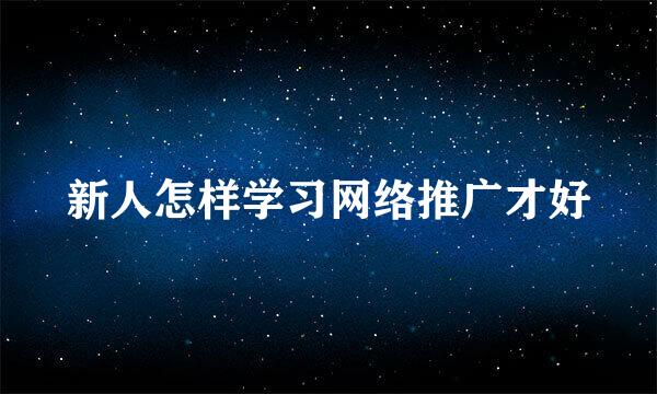 新人怎样学习网络推广才好