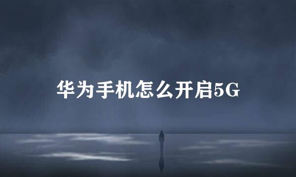 华为手机怎么开启5G