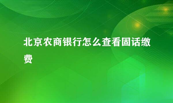 北京农商银行怎么查看固话缴费