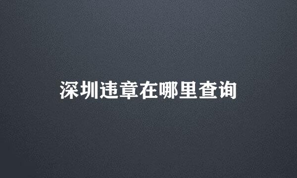 深圳违章在哪里查询