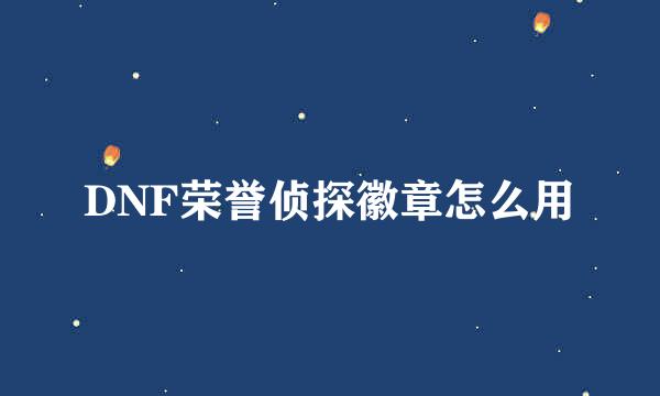 DNF荣誉侦探徽章怎么用