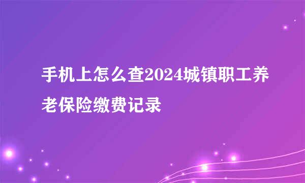 手机上怎么查2024城镇职工养老保险缴费记录