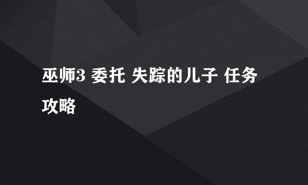 巫师3 委托 失踪的儿子 任务攻略
