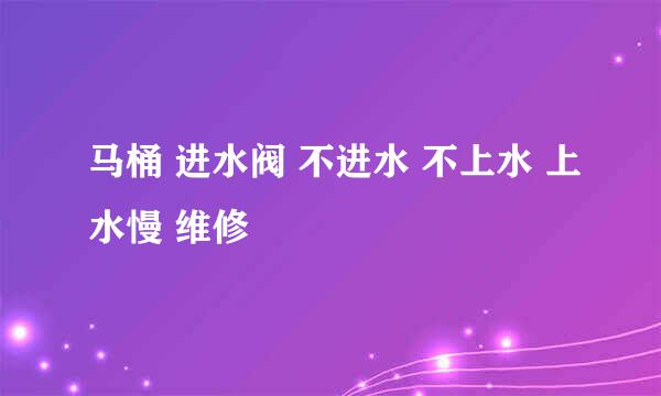 马桶 进水阀 不进水 不上水 上水慢 维修