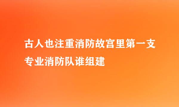 古人也注重消防故宫里第一支专业消防队谁组建