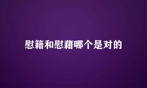 慰籍和慰藉哪个是对的