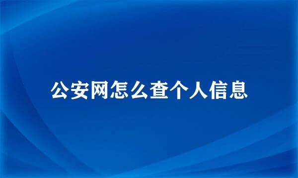 公安网怎么查个人信息