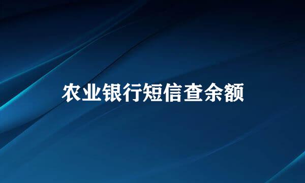 农业银行短信查余额