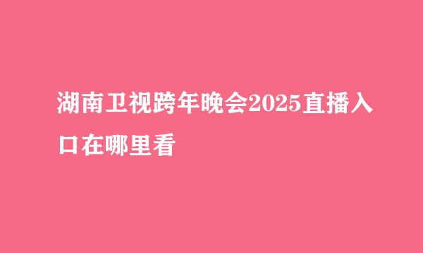 湖南卫视跨年晚会2025直播入口在哪里看