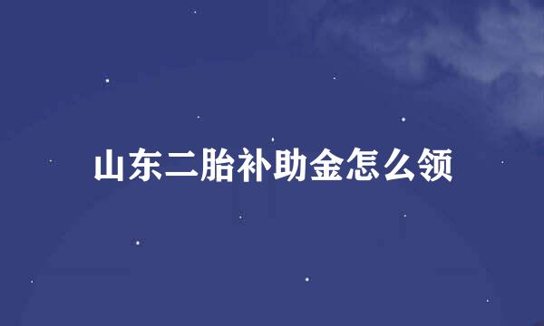 山东二胎补助金怎么领