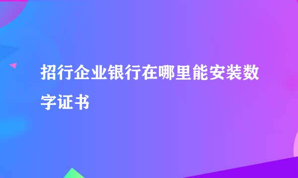 招行企业银行在哪里能安装数字证书