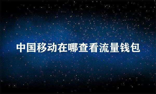 中国移动在哪查看流量钱包