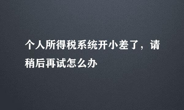 个人所得税系统开小差了，请稍后再试怎么办